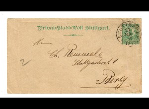 Privat Stadtpost Stuttgart 1888, Ganzsachen Umschlag