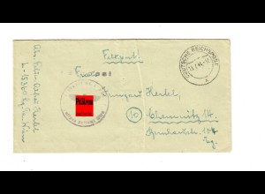 Feldpost Nr. L15360 nach Chemnitz, 1944, Stempel Deutsche Reichspost X, Wien