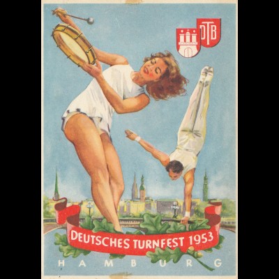 1953: Deutsches Turnfest- Ansichtskarte - Hamburg 