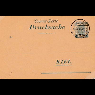 1900: Brief Beförderung Courier-Kiel - Privat-Ganzsache