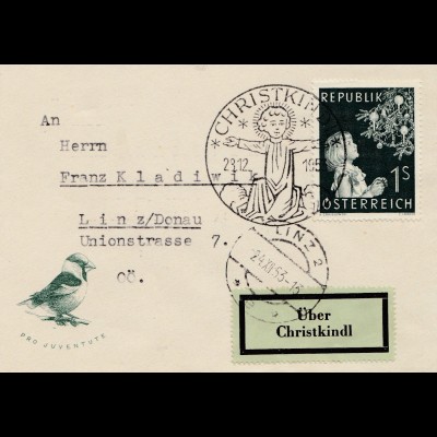 1953: Christkindl - Österreich mit Vogel