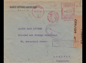 Zensur: 1940: Spanien /Madrid nach London