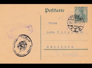1914. Ganzsache von Posten nach Nordhorn