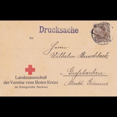 Landesausschuß Rotes Kreuz Sachsen - 1917-Perfin- Geldspende Gefangenfürsorge
