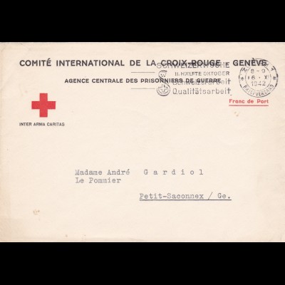 Schweiz: Internationaes Komitee Rotes Kreuz - Kriegsgefangen Zentrale Genf 1942
