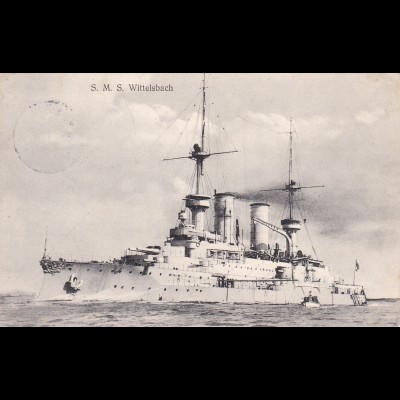S.M.S. Wittelsbach, Ansichtskarte 1909 von Kiel
