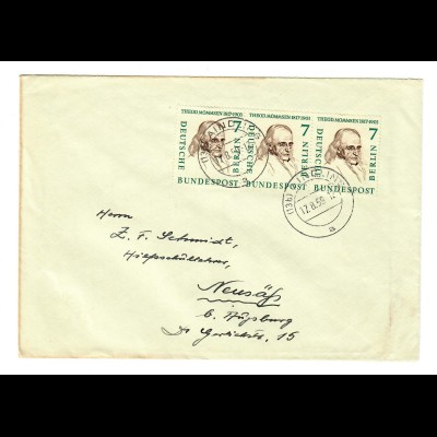 1959 Brief Aindling mit MeF der 7 Pfg. nach Neusäß