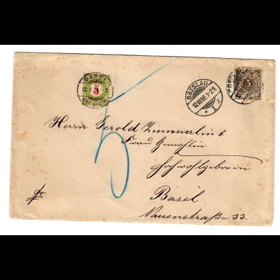 Brief 1896 Breslau nach basel mit Taxe