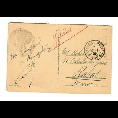 Ansichtskarte Königstein 1923 nach Rabat/Marokko Tresoret Postes
