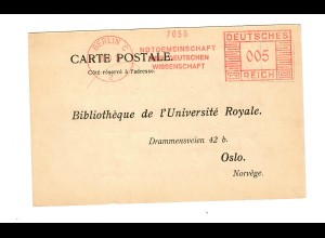 Postkarte Berlin, Notgemeinschaft der dt. Wissenschaft nach Oslo 1934