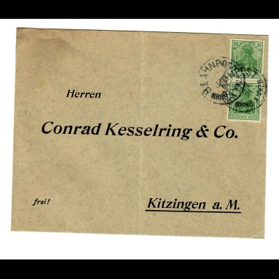 Bahnpost Brief 1921 nach Kitzingen