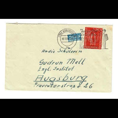 Brief 1955 von Augsburg Stotzard-P. Aindling nach Augsburg