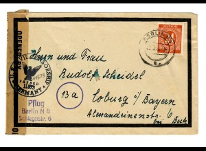 Brief 1948 von Berlin nach Coburg, Zensur: Civil Censorship, passed
