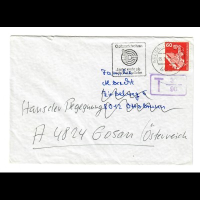 1979: Brief Gelsenkirchen nach Ottobrunn, Weiterleitung Gosan-Österreich, TAXE