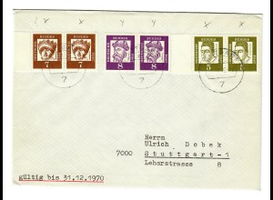 Brief aus Fellbach 1970 nach Stuttgart