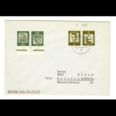 Brief aus Stuttgart nach Fellbach 1970 aus MH