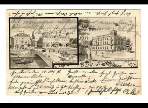 1898: Ansichtskarte Heilbronn mit Eisenbahnhotel nach Pfeffingen