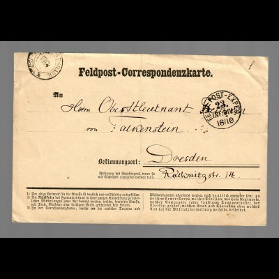 Feldpost Correspondenzkarte Sarran 1870 nach Dresden