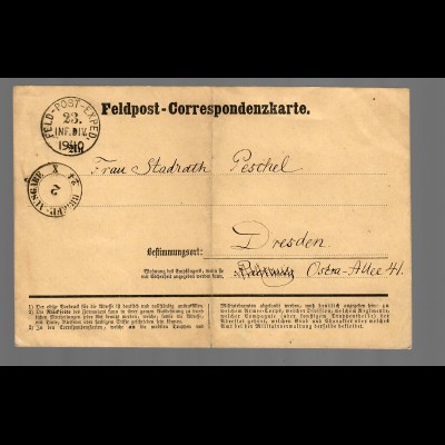 Feldpost Correspondenzkarte Sarran Oktober 1870 nach Dresden