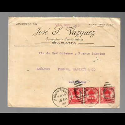 Cover from Habana to Guatemala 1902 via New York