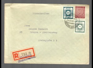 Einschreiben Geising/Bz. Dresden 1946 nach Bremen, MiF