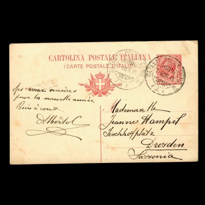 post card 1911 Milano to Dresden; Nantante Colico Como, Comersee, Schiffspost