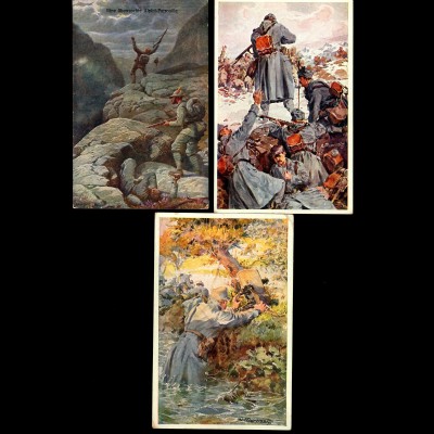 3x farbige Ansichtskarte Rotes Kreuz, Kriegshilfsbüro