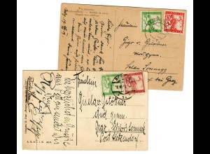 2x post card Marbor und Pettau 1919 nach Graz, Schloss Sonneck