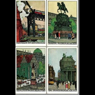 4x Ansichtskarte Lehrerversammlung Berlin 1912, Hochbahn, Schloss Kaiser Wilhelm