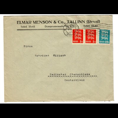 Brief aus TAllinn 1931 nach Radiumbad Oberschlema