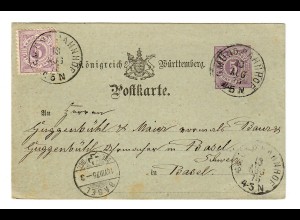 Ganzsache 1875 nach Basel