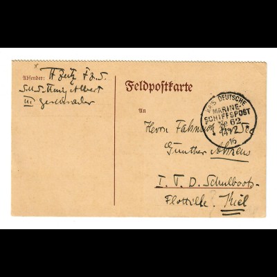Feldpostkarte S.M.S. König Albert III, Marine Schiffspost No. 62 - 1916