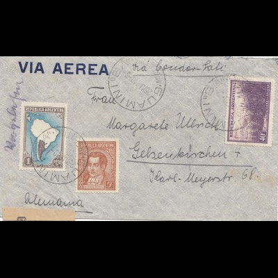 Argentinien: 1940: Luftpost Zensur Guamini nach Gelsenkirchen