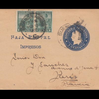 Argentinien: 1898: Streifband Ganzsache nach Paris