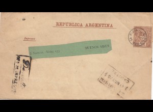 Argentinien: 1890: Streifband Ganzsache 