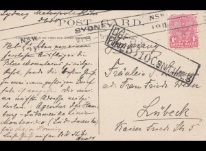 Australien: 1911: Postcard Sydney, Fine 10C to Lübeck