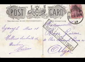 Australien: 1908: Postcard Sydney Wharf, to Algier, Fine