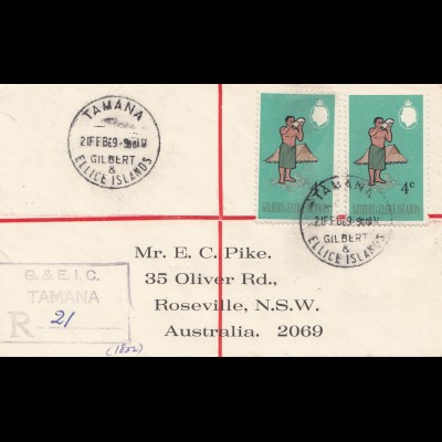 Australien: 1969: Tamana Registered to Roseville NSW