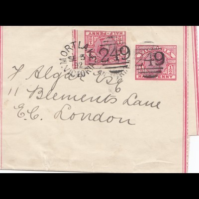 Australien: 1892: Victoria Streifband Mortlake to London