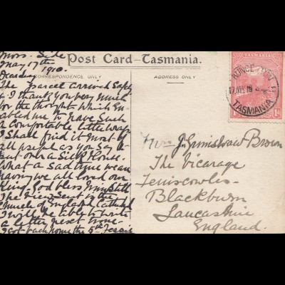 Australien: 1910: Postcard Tasmania, Hobart, to England