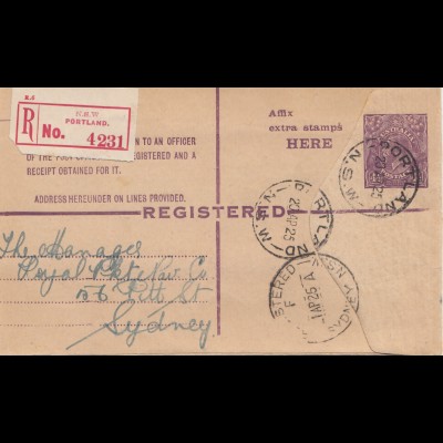 Australia: 1925: Registered letter Portland to Sydney