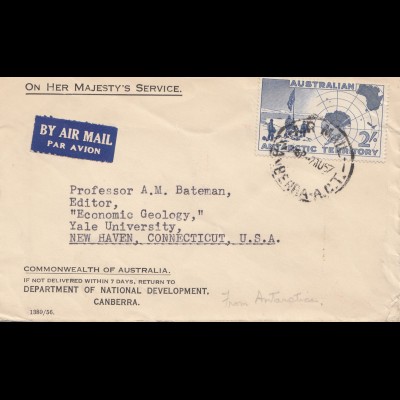 Australia: 1957: Air Mail to USA