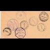Australia 1934: Air Mail registered Melourne to Sunshine - a lot cancels reverse