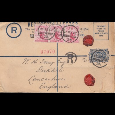 New Zealand 1906: Registered letter to England