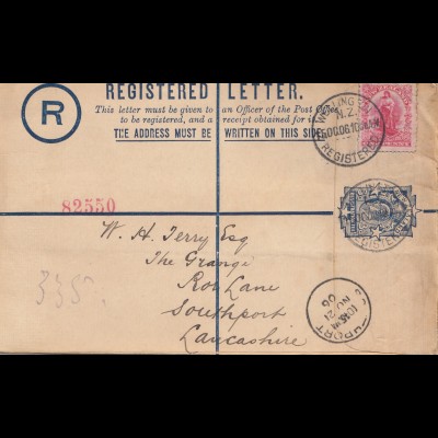 Australia 1910: Registered letter Wellington to Southport