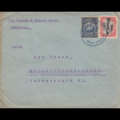 Bolivien: 1921 cover Cochabamba via Buenos Aires to Berlin/Germany