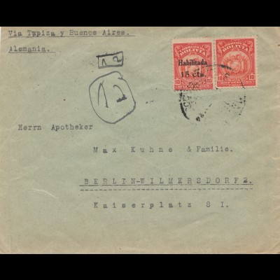 Bolivia 1925 cover Cochabamba via Buenos Aires to Berlin/Germany