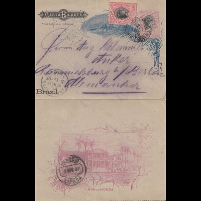 Brazil: 1897: carta Bilhete to Berlin