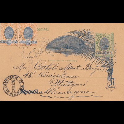 Brazil: 1896: post card Rio de Janeiro to Stuttgart