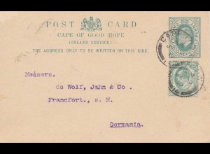 cape of good hope: 1910: Post card to Frankfurt/Germany